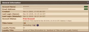 CONTA ANTIGA - Created: Feb 11 2003, 17:05:40 CET - Tibia