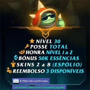 [BR] SMURF LOL LVL 30 COM 60K ESSÊNCIA AZUL + ESCOLHA SKIN - League of Legends