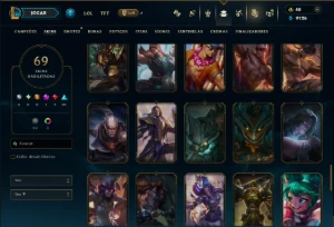 Unranked com 120 Champs e 69 Skins ( JG / MID  / SUP ) - League of Legends LOL