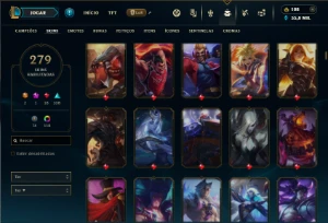 Unranked com TODOS os champs e 279 Skins + 11 Vitoriosas - League of Legends LOL