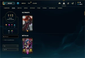Conta prata 4 com 128 Champs e 112 Skins + 4 Vitoriosas - League of Legends LOL