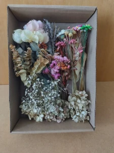 Caixa de Flores e Folhagens Desidratadas - 15 Espécies - Artesanato e Personalizados