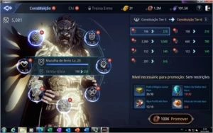 Vendo conta guerreiro lvl 64 70k de poder e com 85 dracos - MIR4