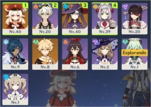 Conta AR19 - KLEE, MONA, BENNETT, SUCROSE 2CON, NOELLE 1CON - Genshin Impact