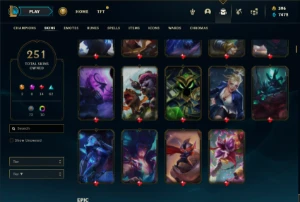 Unranked com TODOS os champs e 251 Skins + Icones Raros - League of Legends LOL