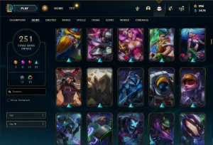 Unranked com TODOS os champs e 251 Skins + Icones Raros - League of Legends LOL