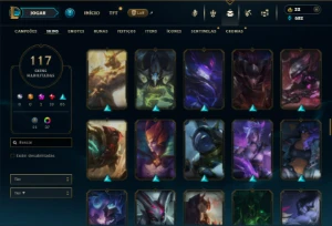 Bronze 4 com TODOS os champs e 117 Skins ( TOP / MID / JG ) - League of Legends LOL