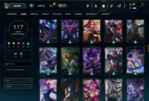 Bronze 4 com TODOS os champs e 117 Skins ( TOP / MID / JG ) - League of Legends LOL