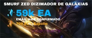 CONTA SMURF UNRANKED COM ZED DIZIMADOR DE GALÁXIAS 59K EA - League of Legends LOL