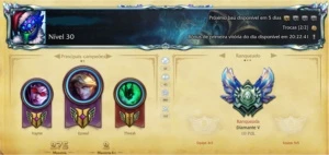Conta League of Legends Diamond V 300 skins LOL