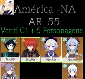 Venti C1 + 5 Personagens 5 Estrelas- América- Genhsin Impact - Genshin Impact