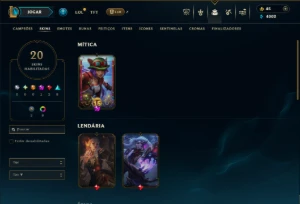 Ouro 3 com 115 Champs e 20 Skins - League of Legends LOL