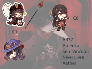 AR37 - Hutao C1 + BIS + Mona + Beidou C6 + Espada Cel. - Genshin Impact