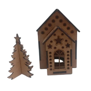 Kit 3 casinha mais 01 pinheirinho em mdf, maquete,... - Artesanato e Personalizados