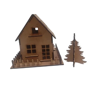 Kit 3 casinha mais 01 pinheirinho em mdf, maquete,... - Artesanato e Personalizados