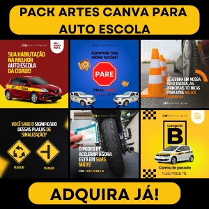 Pack Artes Canva Auto Escola 30 Temas Editáveis