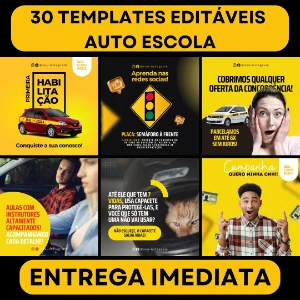 Pack Artes Canva Auto Escola 30 Temas Editáveis - Others