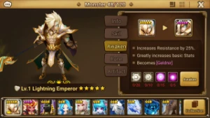 Reroll Summoners War lvl10 com Lightning Emperor - Geldnir