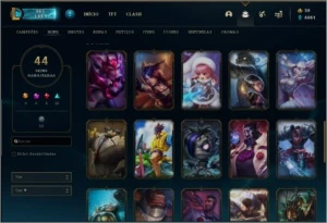 conta League of legends antiga com muitas skins e campeões LOL