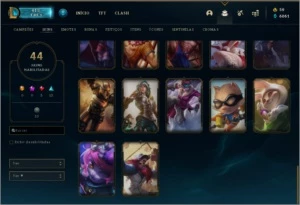 conta League of legends antiga com muitas skins e campeões LOL