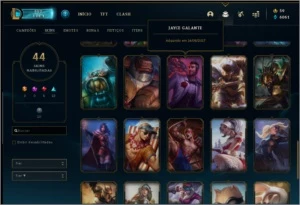conta League of legends antiga com muitas skins e campeões LOL