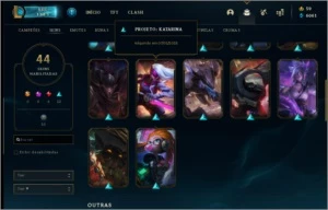 conta League of legends antiga com muitas skins e campeões LOL