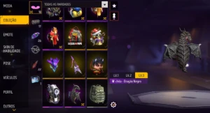 Conta Veterana 2019 - Mochila Filhos Da Noite + Dragão Negro - Free Fire