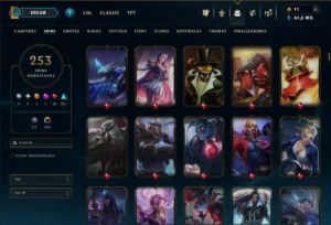 Bronze 3 com TODOS os Champs e 253 Skins ( ADC / JG / MID ) - League of Legends LOL
