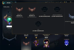 Bronze 3 com TODOS os Champs e 253 Skins ( ADC / JG / MID ) - League of Legends LOL