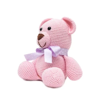 Urso Rosa Amigurumi Crochê Artesanal Bebê Menina - Artesanato e Personalizados
