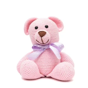 Urso Rosa Amigurumi Crochê Artesanal Bebê Menina - Artesanato e Personalizados