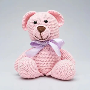 Urso Rosa Amigurumi Crochê Artesanal Bebê Menina - Artesanato e Personalizados