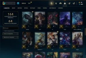 Unranked com 70 Champs e 38 Skins + 8 Cromas - League of Legends LOL