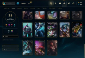 Unranked com 70 Champs e 38 Skins + 8 Cromas - League of Legends LOL