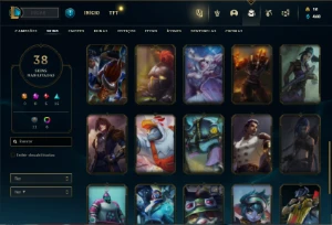 Unranked com 70 Champs e 38 Skins + 8 Cromas - League of Legends LOL