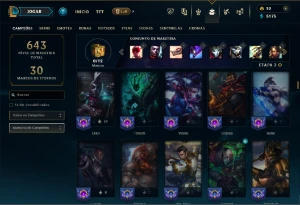 Unranked com TODOS os champs e 341 Skins + 1 Rara - League of Legends LOL