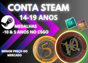 ✨Steam 14-19 Anos De Serviço✨ - 🥇Medalhas 5 & 10 Anos No Cs - Counter Strike