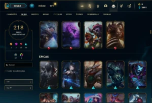 Conta Unranked com 122 Champs e 218 Skins - League of Legends LOL