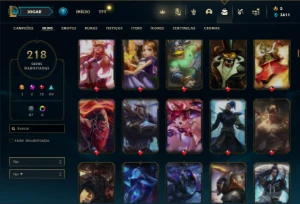 Conta Unranked com 122 Champs e 218 Skins - League of Legends LOL