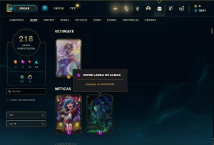 Conta Unranked com 122 Champs e 218 Skins - League of Legends LOL