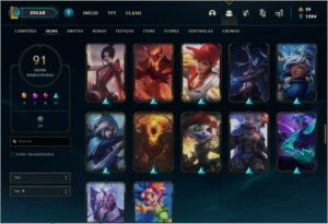 Conta unranked com 91 skins e 126 champs - League of Legends LOL