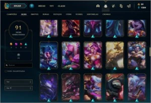 Conta unranked com 91 skins e 126 champs - League of Legends LOL