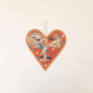 Enfeite Coração com Anjos - Artesanato e Personalizados