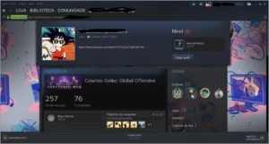 conta steam lvl 17/ ouro 3 csgo c/prime / 257hrs cs / +jogs