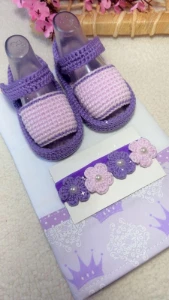 Kit Bebê Sandalinha Personalizado Roxo e Lilás - Artesanato e Personalizados