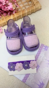 Kit Bebê Sandalinha Personalizado Roxo e Lilás
