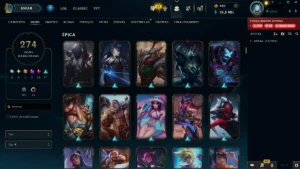 Conta ouro afundada 274 skins, bastante emotion - League of Legends LOL