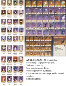Conta AR 58 - Personagens bem buidados. - Genshin Impact