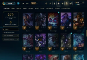 Unranked com 80 Champs e 19 Skins - League of Legends LOL