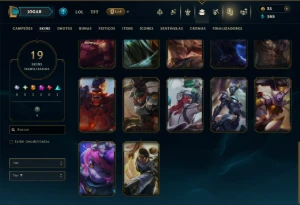 Unranked com 80 Champs e 19 Skins - League of Legends LOL